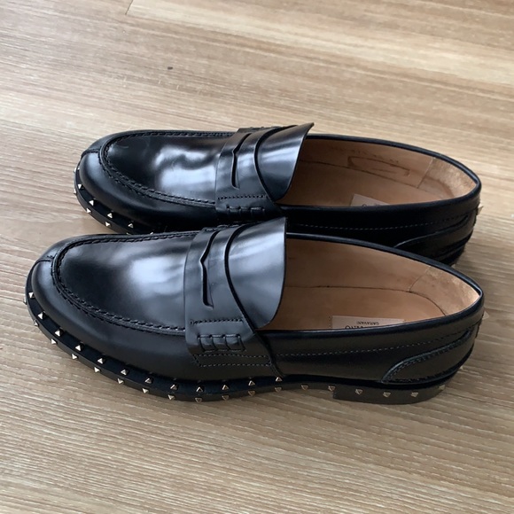Valentino Garavani metal studded made in Italy size 8(41) slip on black moccasin main image 11